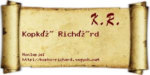 Kopkó Richárd névjegykártya